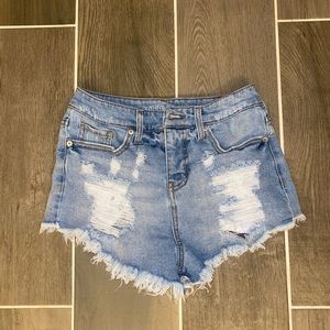 Distressed Denim Shorts